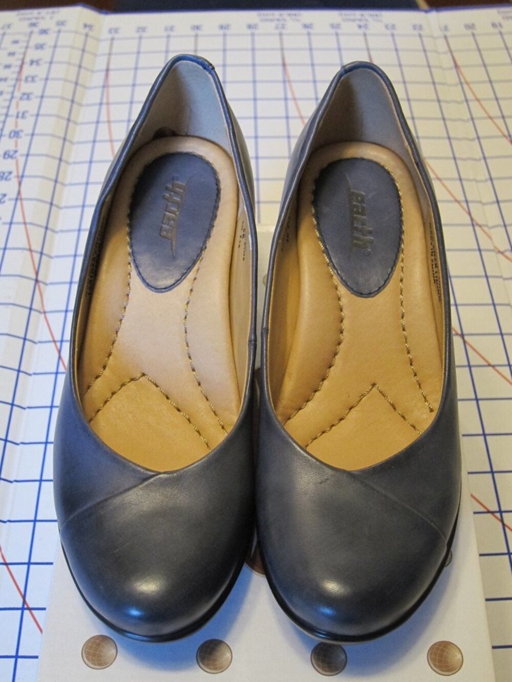 Earth Brand Tamarisk Blue Soft Calf Platform Leather Shoe, Size 5
